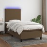 Boxspringbett mit Matratze & LED Dunkelbraun 90x190 cm Stoff