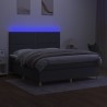 Boxspringbett mit Matratze & LED Dunkelgrau 180x200 cm Stoff