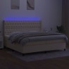 Boxspringbett mit Matratze & LED Creme 200x200 cm Stoff