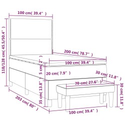 Boxspringbett mit Matratze Dunkelblau 100x200 cm Samt