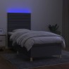 Boxspringbett mit Matratze & LED Dunkelgrau 80x200 cm Stoff