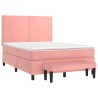 Boxspringbett mit Matratze Rosa 140x200 cm Samt