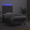 Boxspringbett mit Matratze & LED Grau 100x200 cm Kunstleder