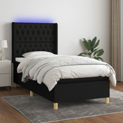 Boxspringbett mit Matratze & LED Schwarz 90x190 cm Stoff