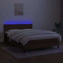 Boxspringbett mit Matratze & LED Dunkelbraun 140x190 cm Stoff