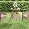 Gartentisch Ø60x75 cm Hartglas und Poly Rattan Beige