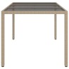 Gartentisch 150x90x75 cm Gehärtetes Glas Poly Rattan Beige