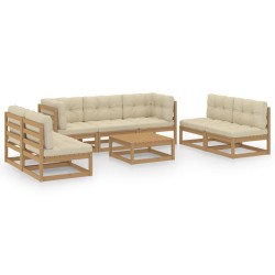 8-tlg. Garten-Lounge-Set mit Kissen Kiefer Massivholz