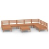 9-tlg. Garten-Lounge-Set Massivholz Kiefer Honigbraun