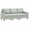 3-Sitzer-Sofa Hellgrau 180 cm Samt