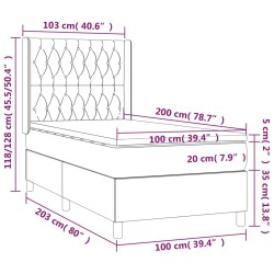 Boxspringbett mit Matratze & LED Creme 100x200 cm Stoff