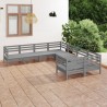 8-tlg. Garten-Lounge-Set Massivholz Kiefer Grau