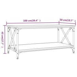 Couchtisch Räuchereiche 100x50x45 cm Holzwerkstoff und Eisen