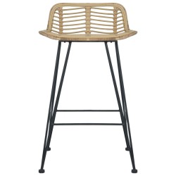 Barhocker 2 Stk. Rattan Natur