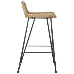 Barhocker 2 Stk. Rattan Natur