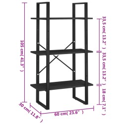 Lagerregal Schwarz 60x30x105 cm Massivholz Kiefer