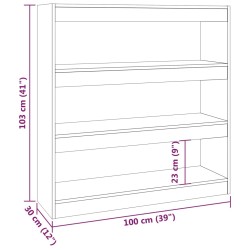 Bücherregal/Raumteiler Räuchereiche 100×30×103 cm