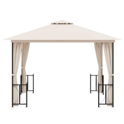 Pavillon mit Seitenwänden & Doppeldach 3x3 m Creme