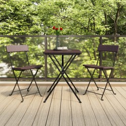 3-tlg. Bistro-Set Klappbar Braun Poly Rattan