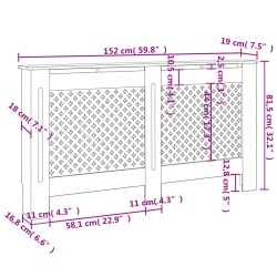 Heizkörperverkleidung 152x19x81,5 cm MDF