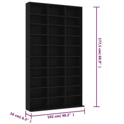 CD-Schrank Schwarz 102x16x177,5 cm Holzwerkstoff