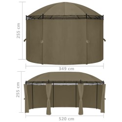 Pavillon mit Vorhängen 520x349x255 cm Taupe 180 g/m²