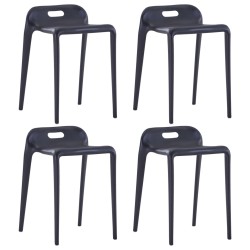 Stapelbare Hocker 4 Stk. Schwarz Kunststoff