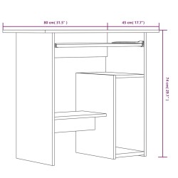 Schreibtisch Grau Sonoma 80x45x74 cm Holzwerkstoff