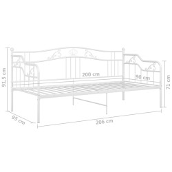 Schlafsofa Bettgestell Weiß Metall 90x200 cm