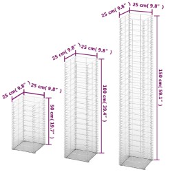 Gabionen-Set 3-tlg. Verzinkter Draht