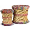 Hocker mit Chindi-Details 2 Stk. Mehrfarbig Bambus