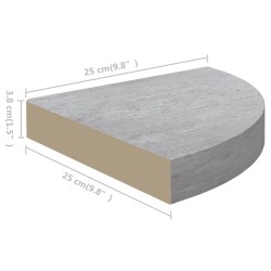 Eck-Schweberegale 2 Stk. Betongrau 25x25x3,8 cm MDF