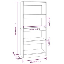 Bücherregal/Raumteiler Betongrau 60x30x135 cm Holzwerkstoff