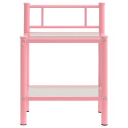 Nachttische 2 Stk. Rosa Transparent Metall und Glas