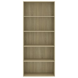 Bücherregal 5 Fächer Sonoma-Eiche 80x30x189 cm Holzwerkstoff