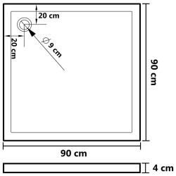 Duschtasse ABS Quadratisch Schwarz 90x90 cm