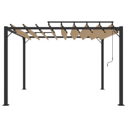 Pergola mit Lamellendach 3x3 m Taupe Stoff und Aluminium