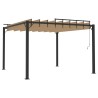 Pergola mit Lamellendach 3x3 m Taupe Stoff und Aluminium