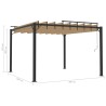 Pergola mit Lamellendach 3x3 m Taupe Stoff und Aluminium