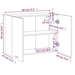 Hängeschrank Braun Eichen-Optik 80x31x60 cm Holzwerkstoff