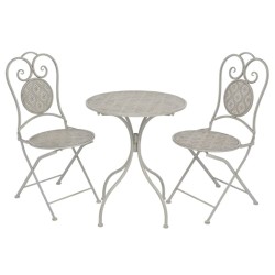 3-tlg. Bistro-Set Stahl Grau