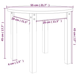 Couchtisch Schwarz Ø 55x45 cm Massivholz Kiefer