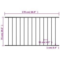 Zaunfeld Pulverbeschichteter Stahl 1,7 x 0,75 m Schwarz