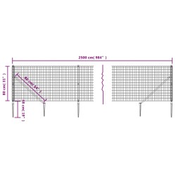 Maschendrahtzaun mit Bodenhülsen Anthrazit 0,8x25 m