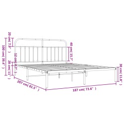 Bettgestell mit Kopfteil Metall Schwarz 180x200 cm