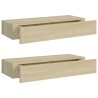 Wandregale mit Schubladen 2 Stk. Eichen-Optik 60x23,5x10 cm MDF