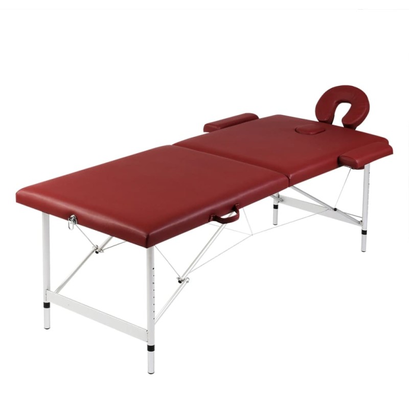 Massagetisch mit Aluminiumrahmen Klappbar 2 Zonen Rot