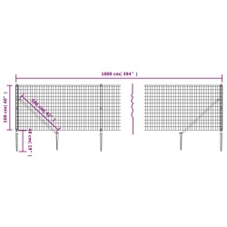 Maschendrahtzaun mit Bodenhülsen Anthrazit 1x10 m