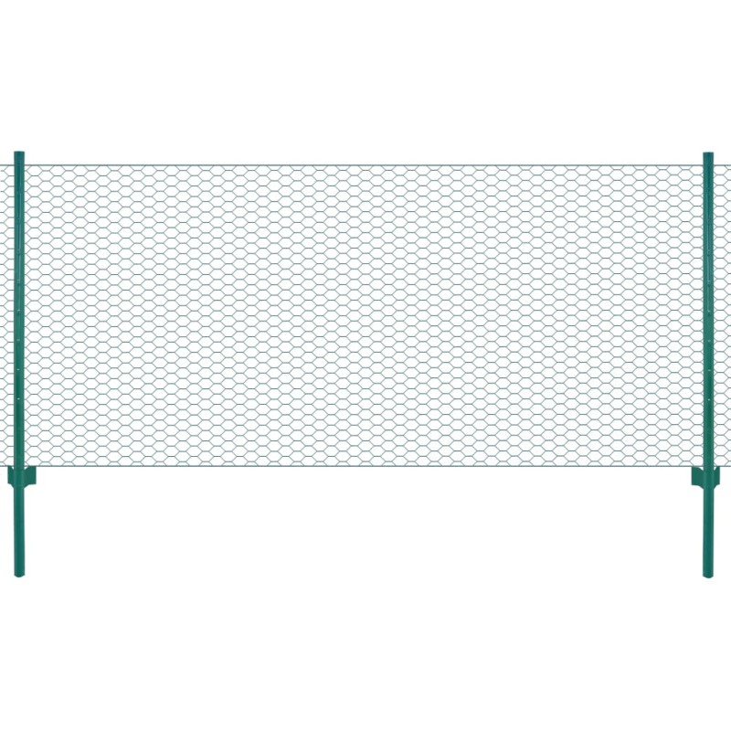 Maschendrahtzaun mit Pfosten Stahl 25 x 0,5 m Grün