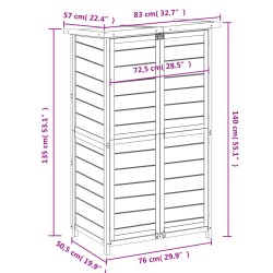 Geräteschuppen Grau 83x57x140 cm Massivholz Kiefer